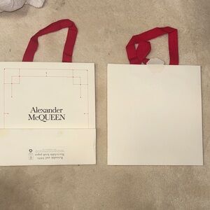 Alexander McQueen White Shopping Bag with Red Handles